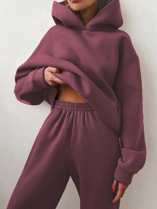 Women's Hooded Casual Set - Long Sleeve Two Piece