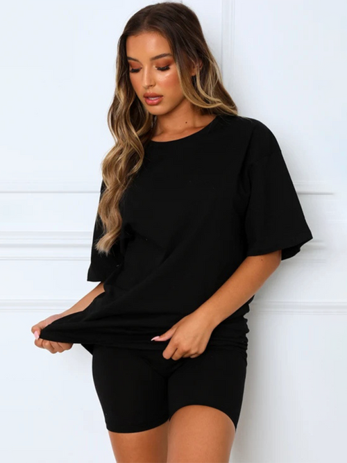 Women's Casual Short Sleeve & Shorts Set - Two Piece Co-Ord