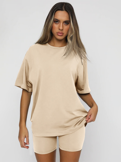 Women's Casual Short Sleeve & Shorts Set - Two Piece Co-Ord