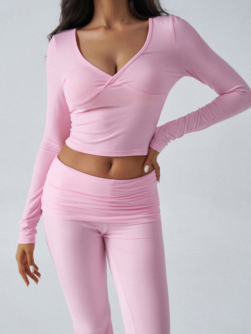 Women's Yoga Activewear Set - Long Sleeve Top & Pants