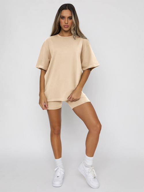 Women's Casual Short Sleeve & Shorts Set - Two Piece Co-Ord