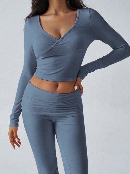 Women's Yoga Activewear Set - Long Sleeve Top & Pants